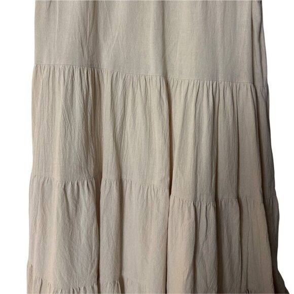 Label Of Love Beige Tiered Maxi Dress 100% Cotton Womens Size M - Picture 5 of 6